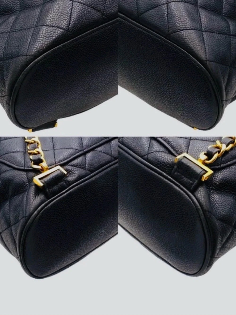 CHANEL Black Quilted Leather Backpack with Gold CC Accent